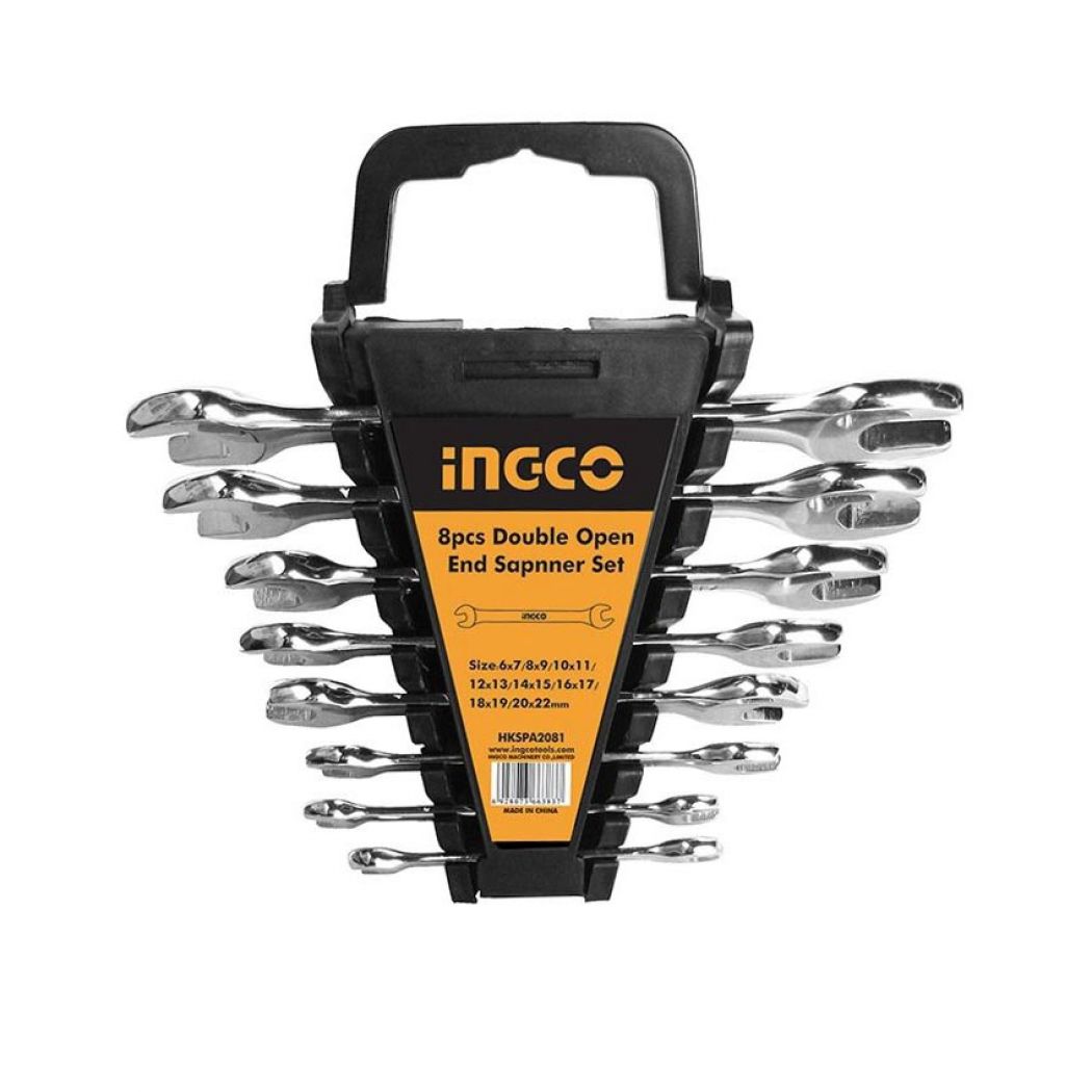 1 622mm Double Open End Spanner Set 8pc Black and Silver in